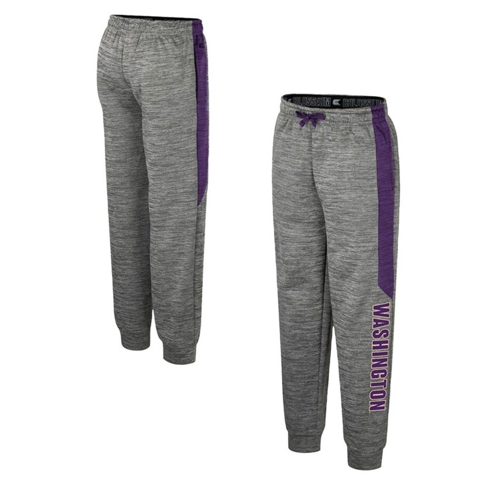 Colosseum Youth Washington Huskies Gray Purple Fleece Joggers Size M 12-14